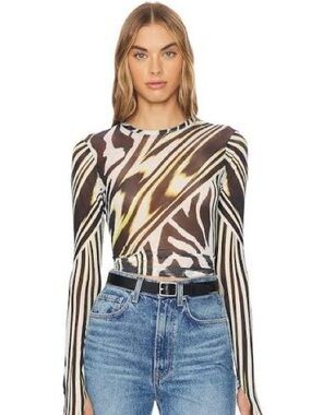 AFRM Kaylee Top in Zebra Lime (S)